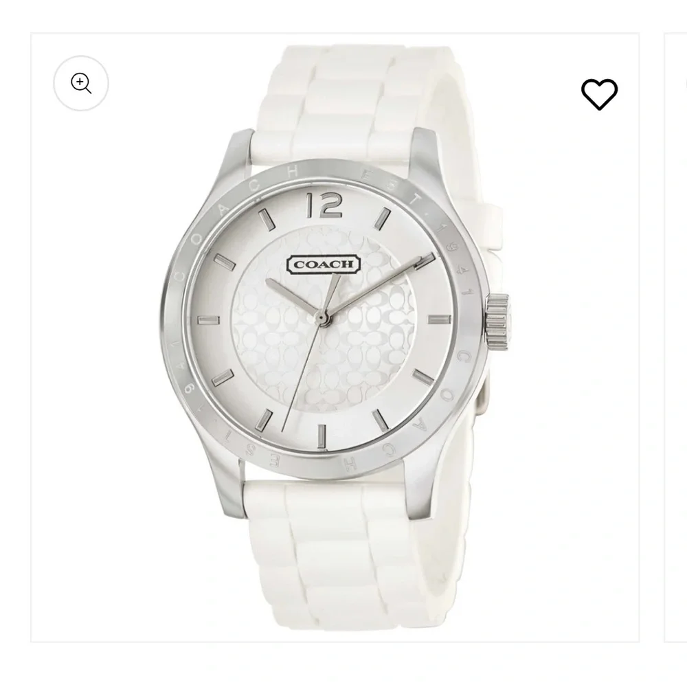 Coach Woman’s Silver and White Silicone Watch, 40.0 mm
